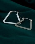 Silver Flat Triangle Hoops