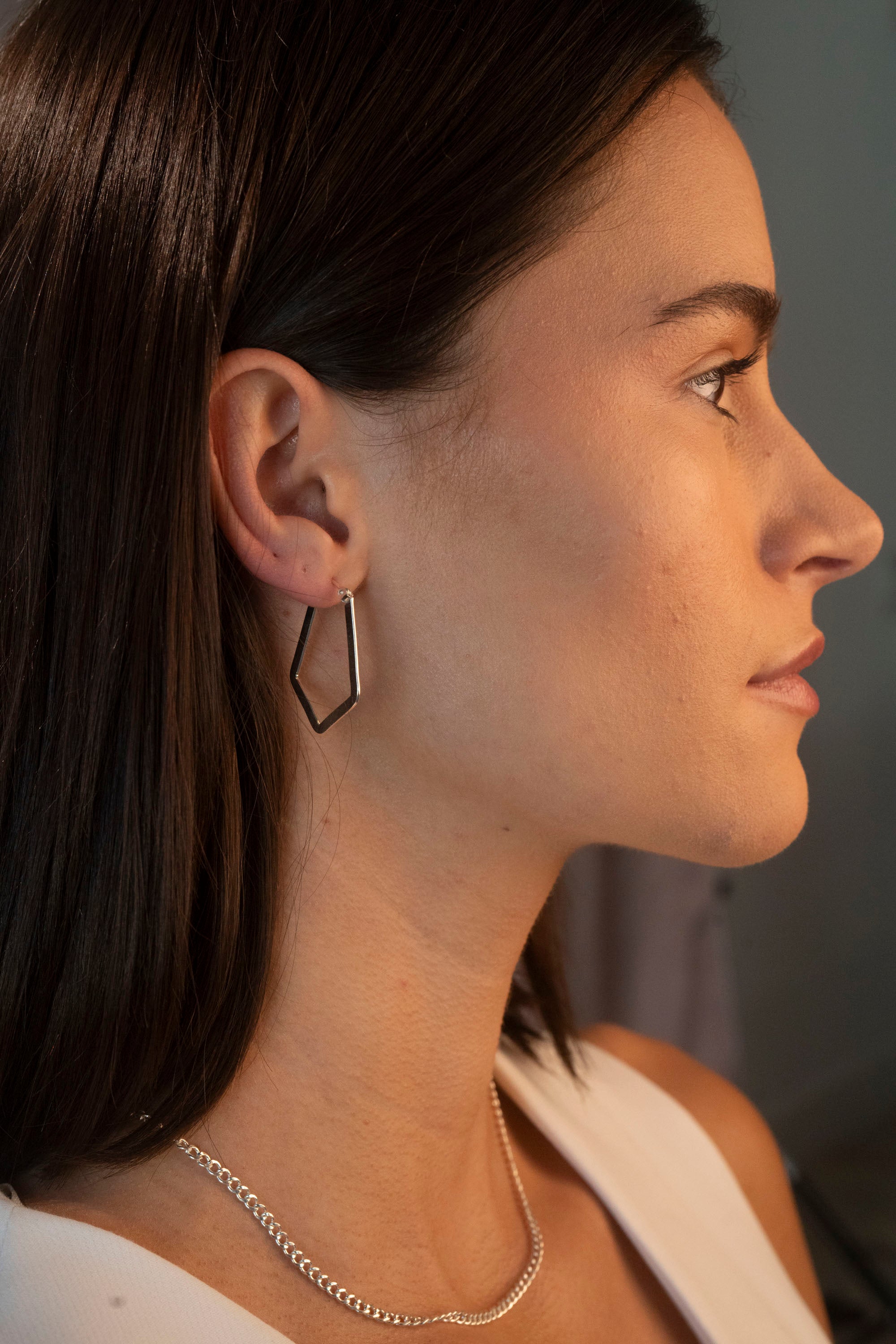 Silver Flat Chandelier Hoops Small