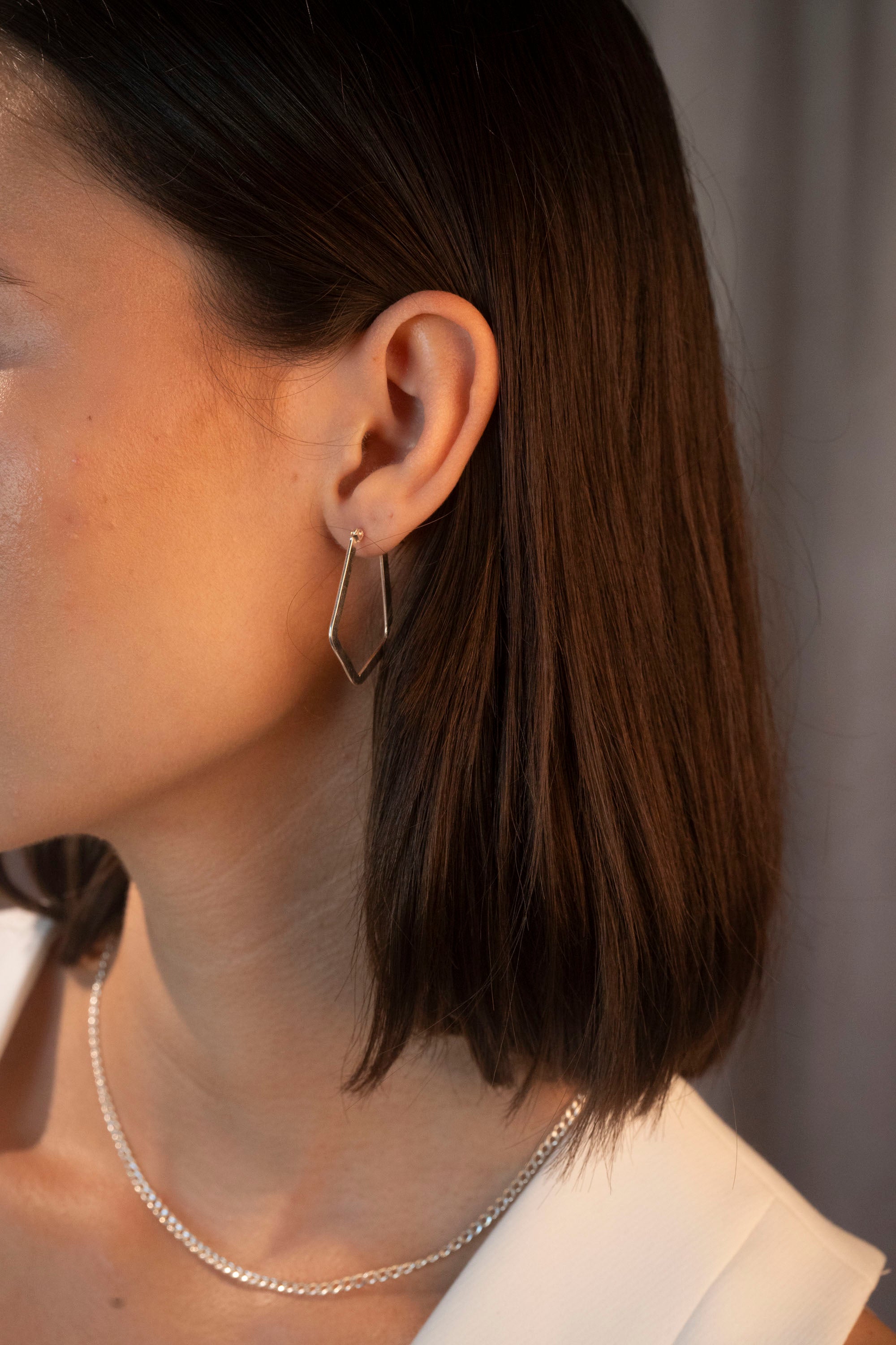 Silver Flat Chandelier Hoops Small