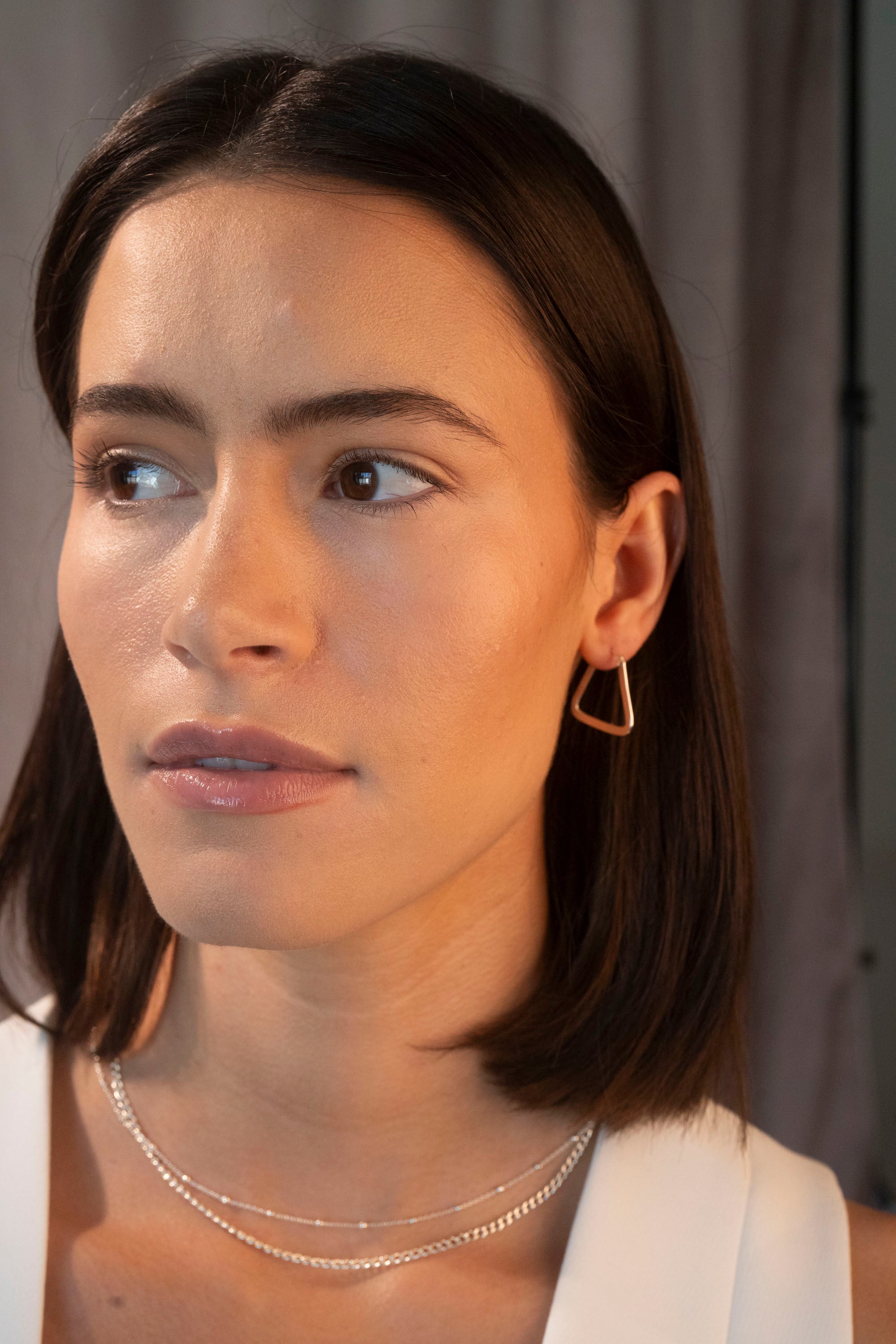 Silver Flat Triangle Hoops