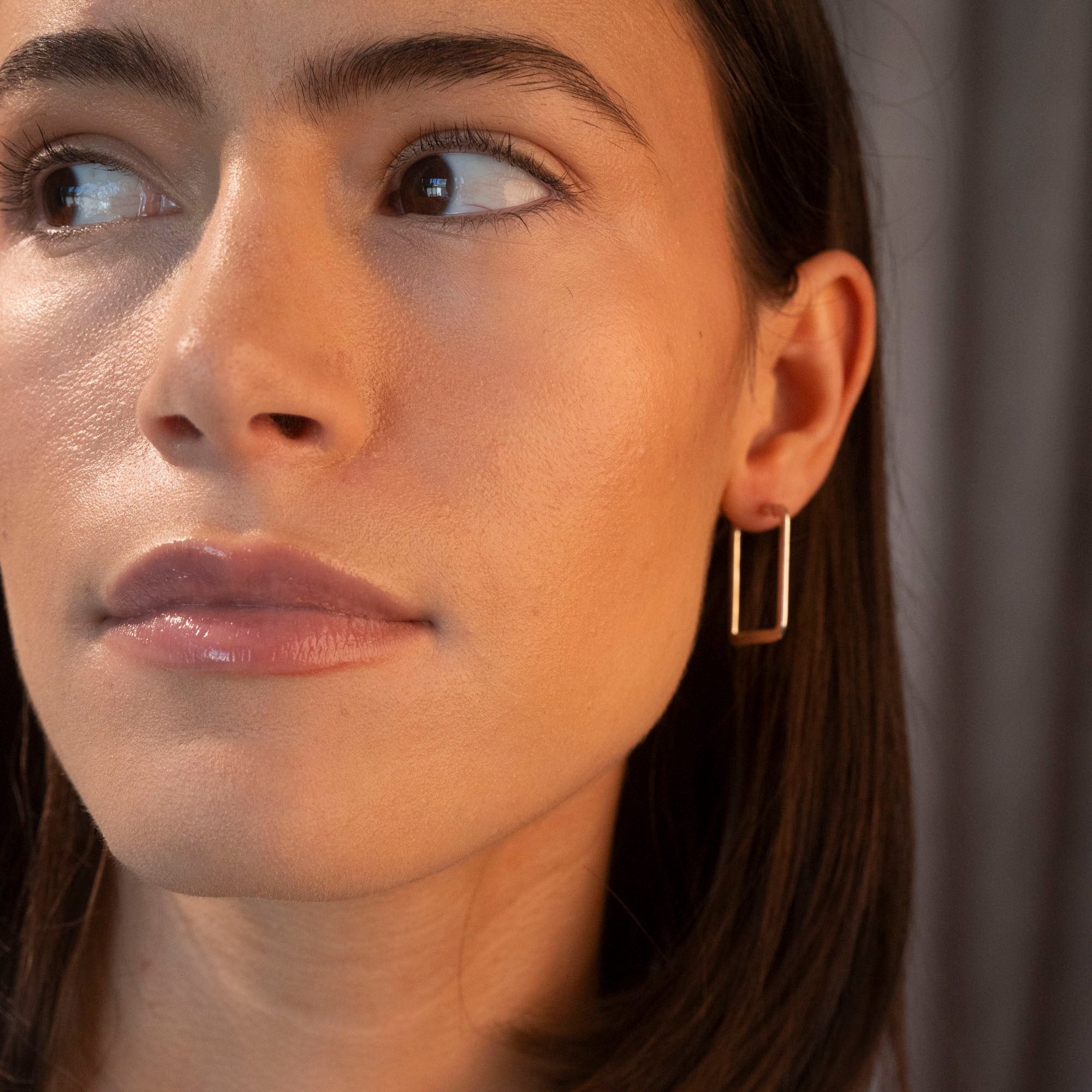 Silver Square Flat Hoops