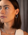 Silver Flat Shape Oval Hoops