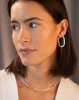 Silver Flat Shape Oval Hoops