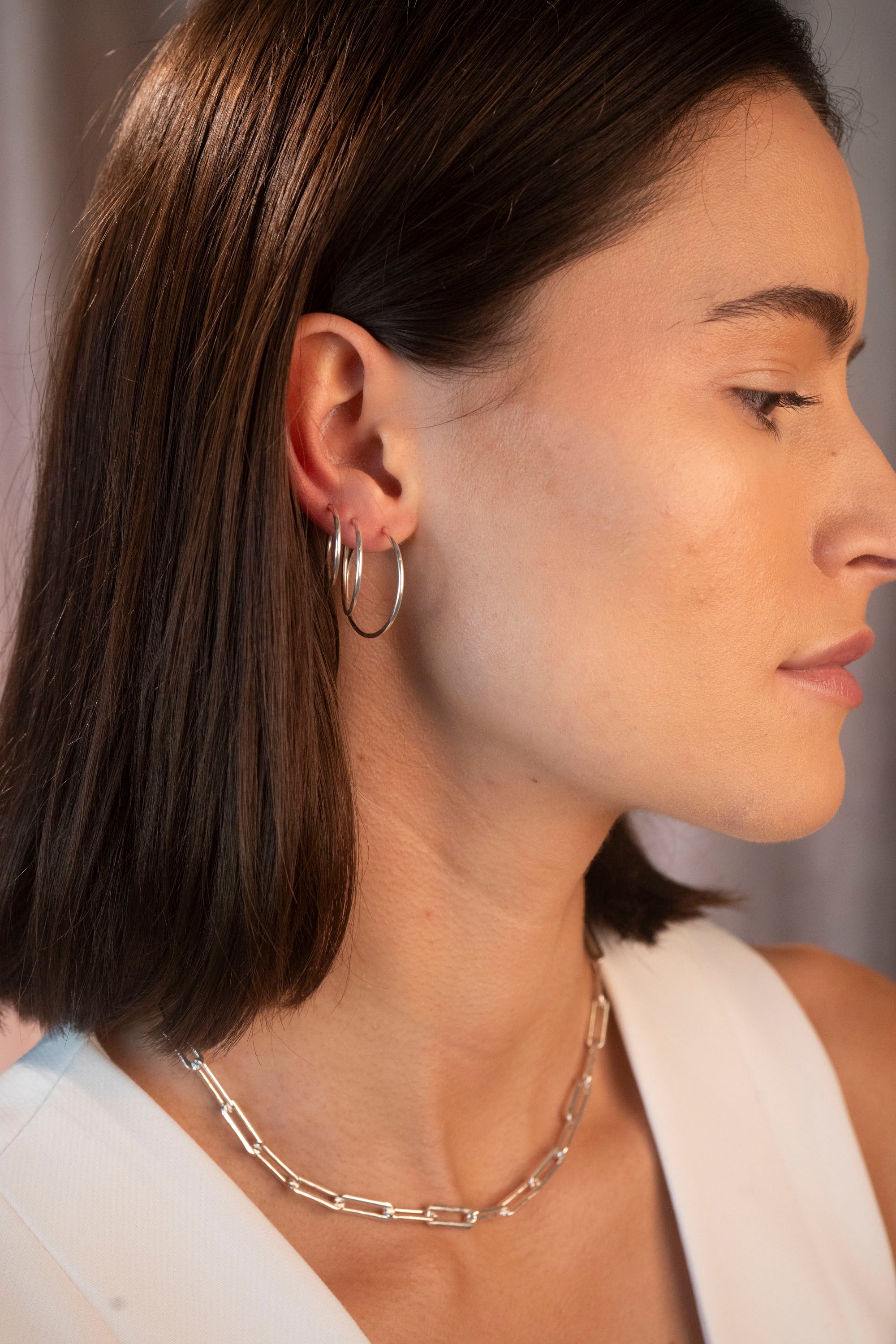 Silver Endless Hoops