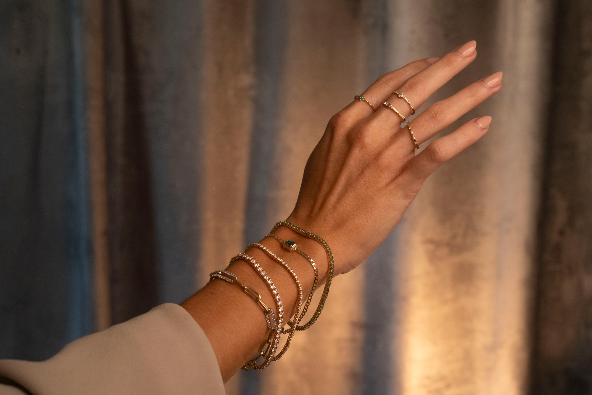 14k Diamond Baguette Ribbed Ring