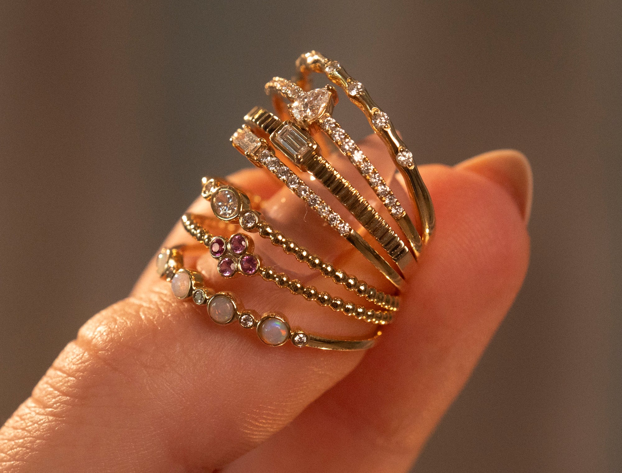 14k Diamond Pear Pave Ring