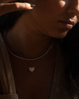 14k Large Diamond Puffy Heart Necklace