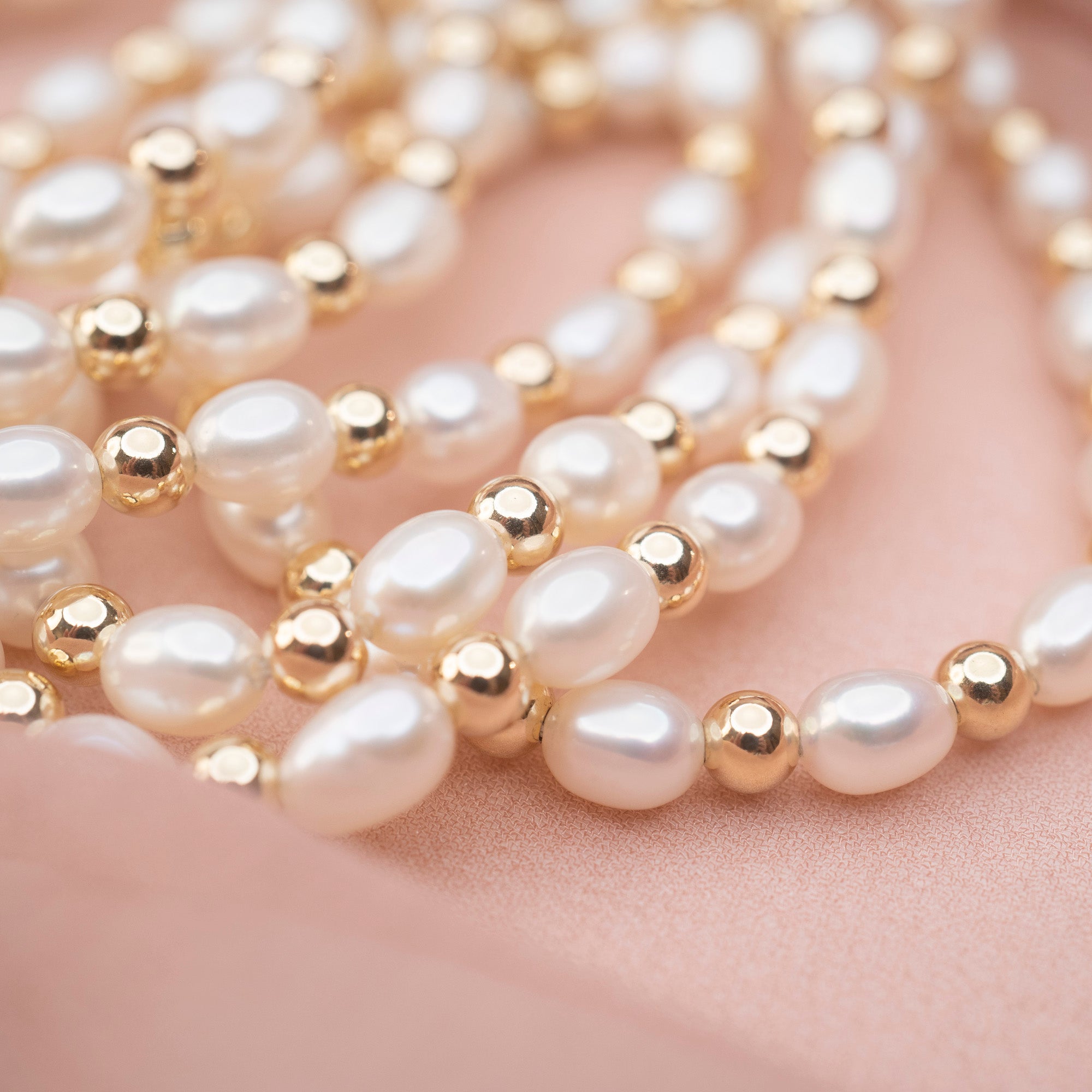 Gold Filled Beads and Pearl Necklace