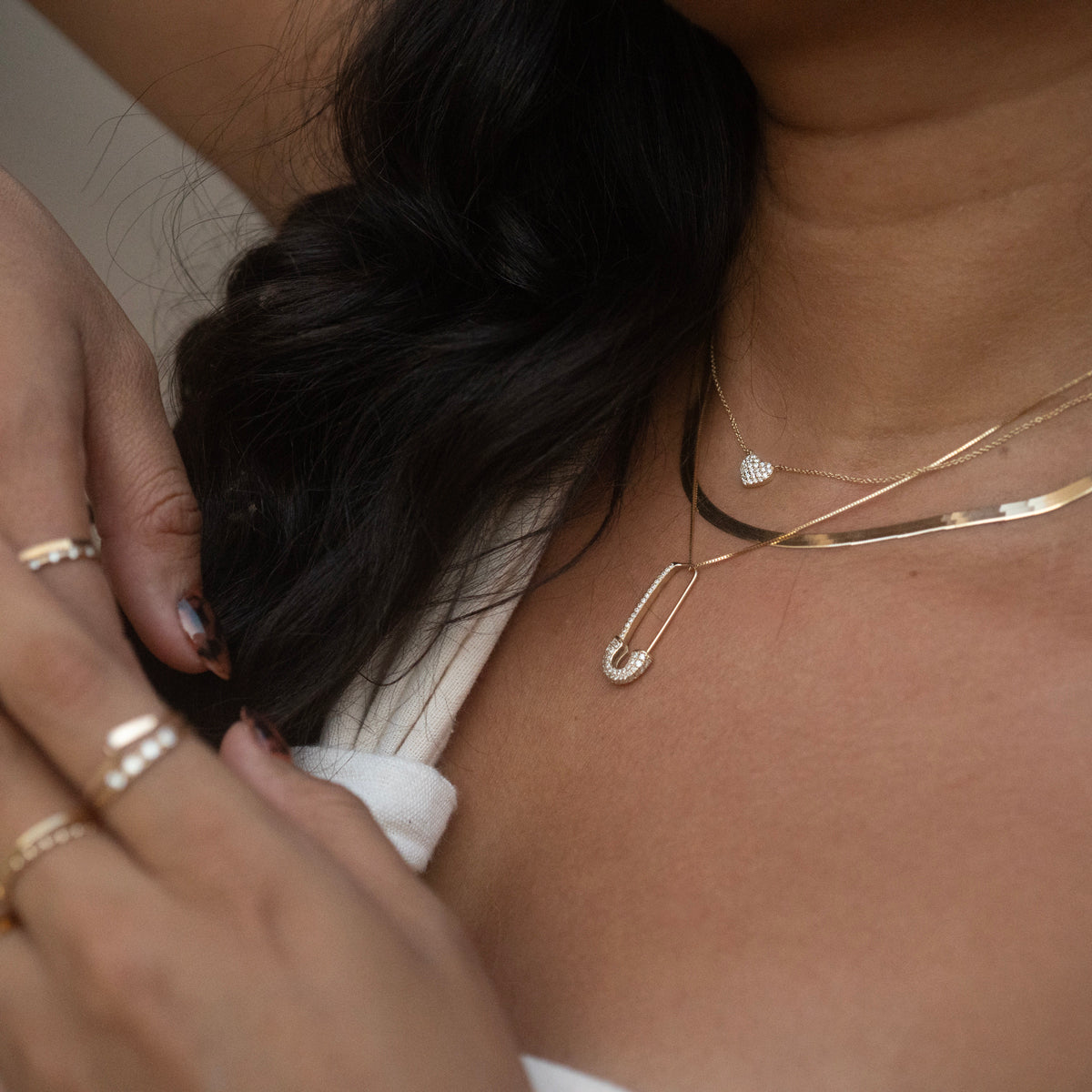 14k Diamond Puffy Heart Necklace