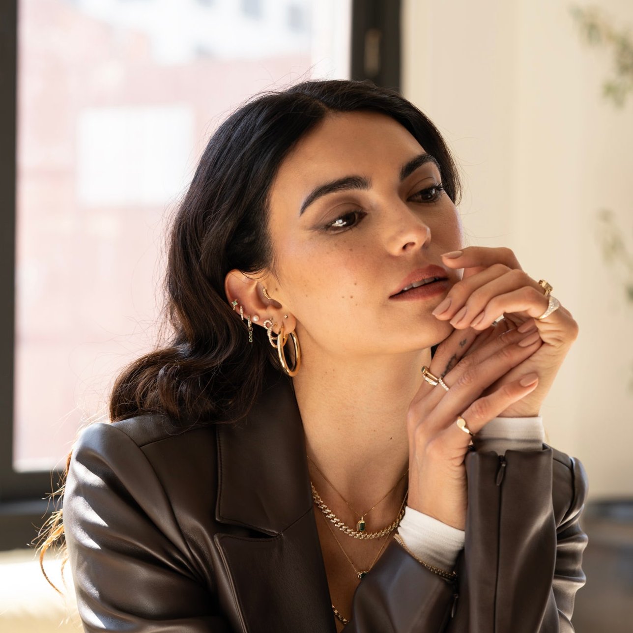 14k Diamond Horseshoe Studs