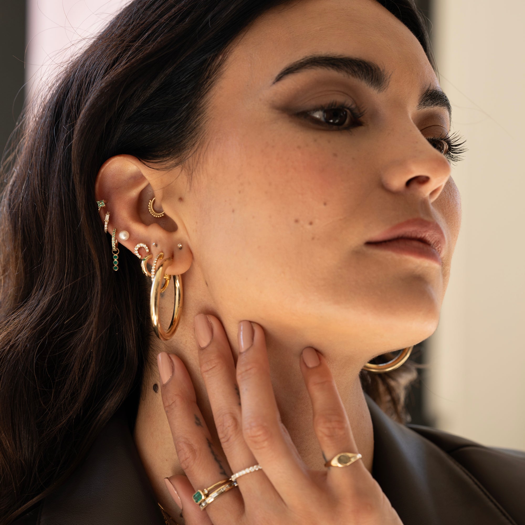 14k Diamond Horseshoe Studs