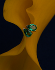 14k Emerald Pear Shape Studs