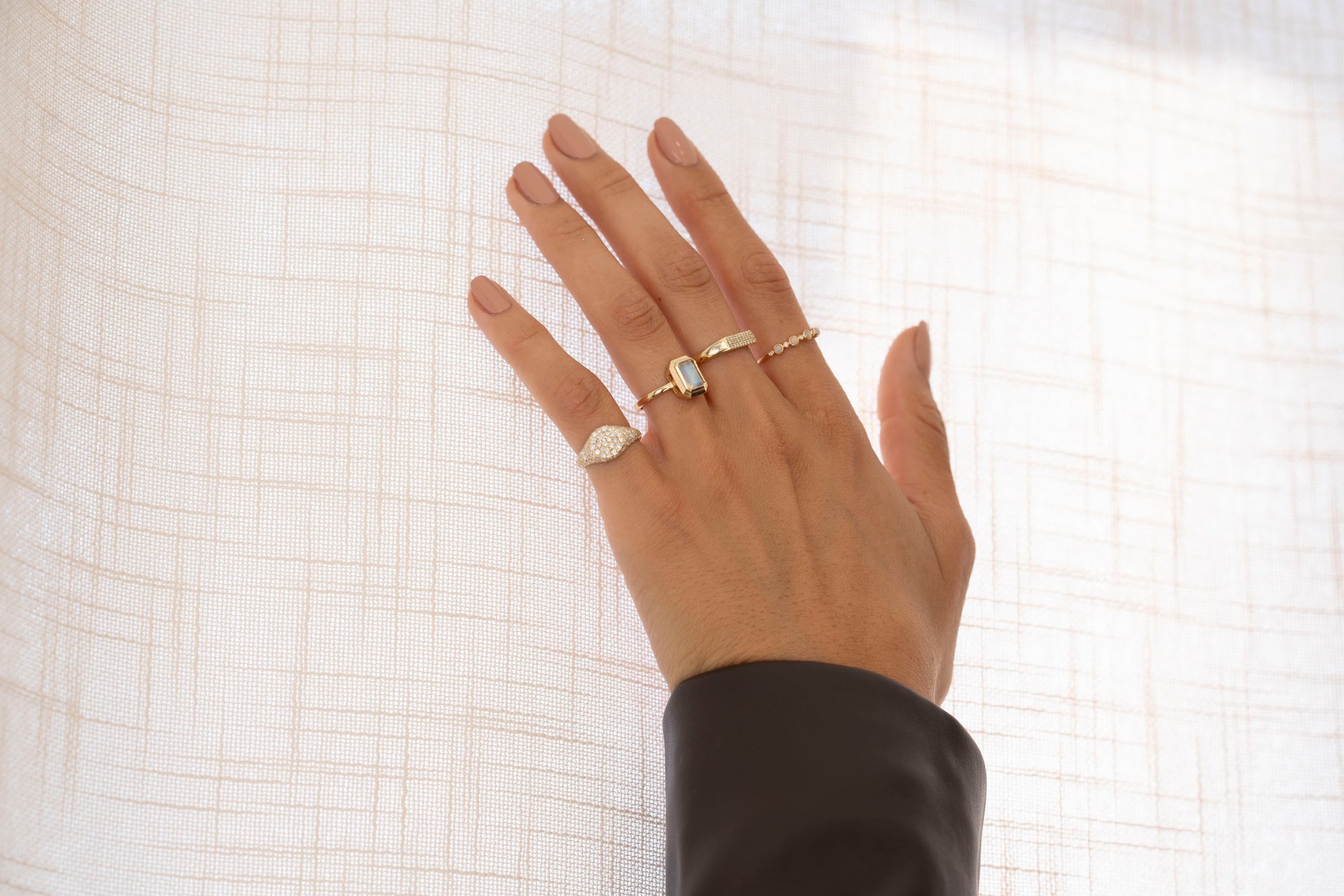 14k Moonstone Tiered Bezel Ring