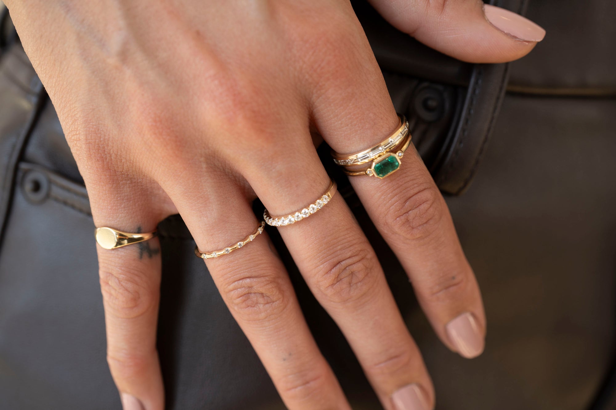 14k Gold Diamond Stacker