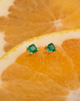 14k Square Emerald Studs