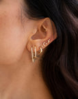 14k Diamond Crescent Moon Flatback Studs
