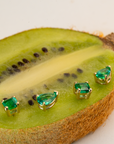 14k Emerald Pear Shape Studs