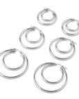 Silver Double Clasp Hoops