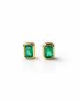 14k Goddess Emerald Studs