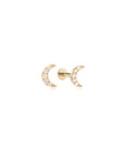 14k Diamond Crescent Moon Flatback Studs