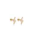 14k Diamond Lightning Bolt Flatback Studs