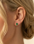 14k Goddess Emerald Studs