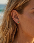 14k Emerald Pear Shape Studs