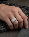 Silver Bold Rectangle Signet