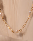 Pearl Paperclip Pattern Necklace