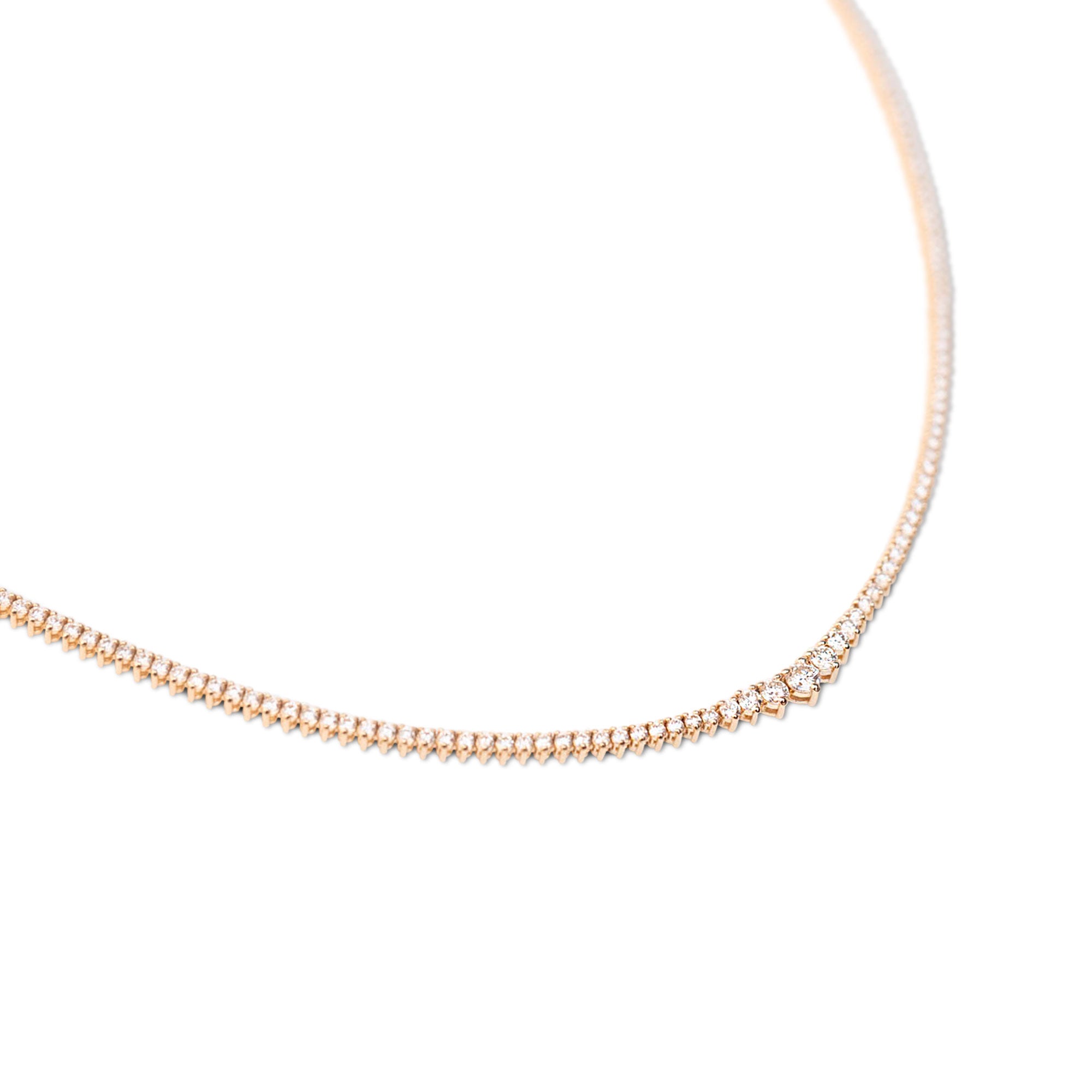 14k Graduated Tennis Necklace | 3.2 CTW