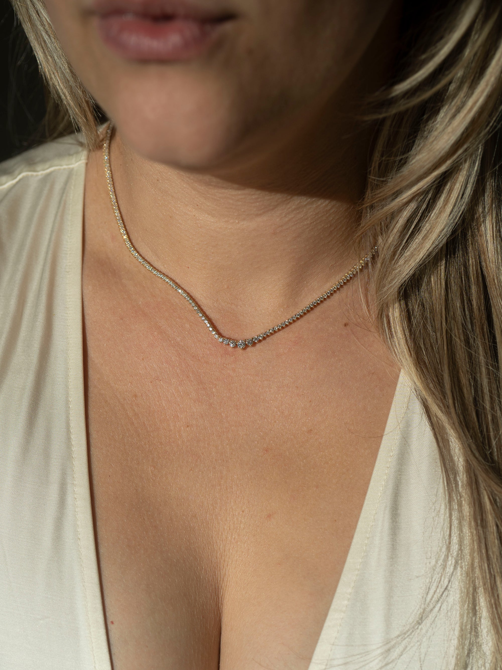 14k Graduated Tennis Necklace | 3.2 CTW