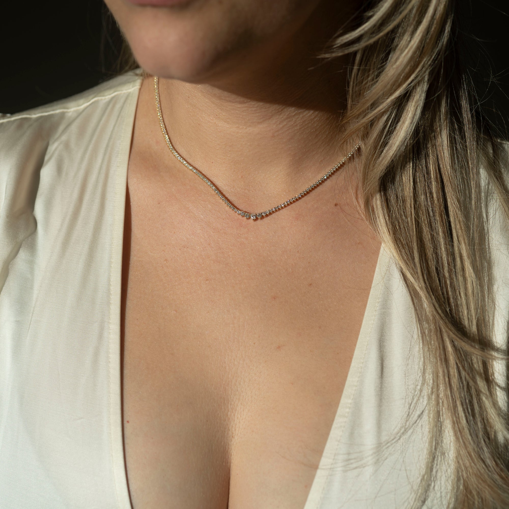 14k Graduated Tennis Necklace | 3.2 CTW