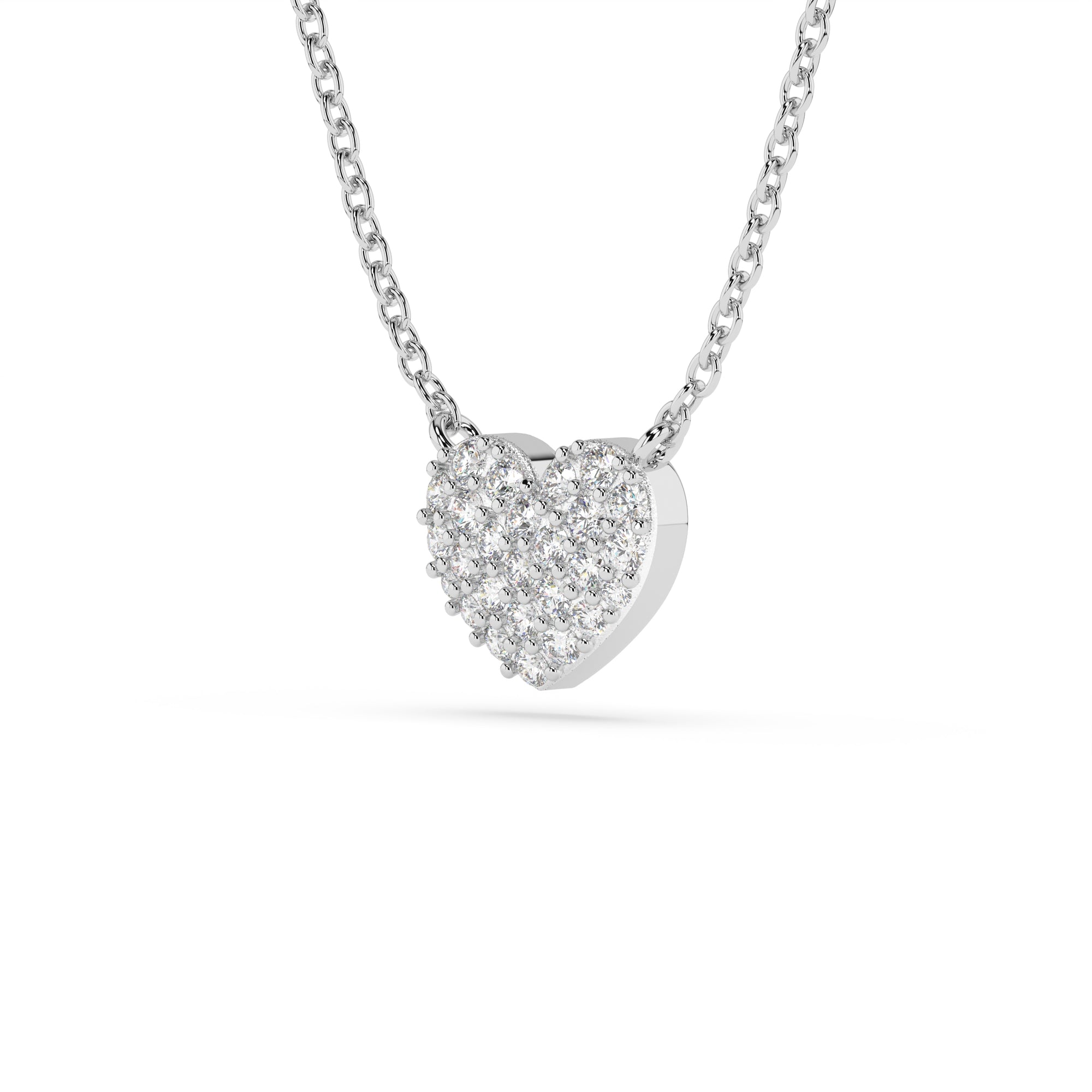 14k Diamond Puffy Heart Necklace