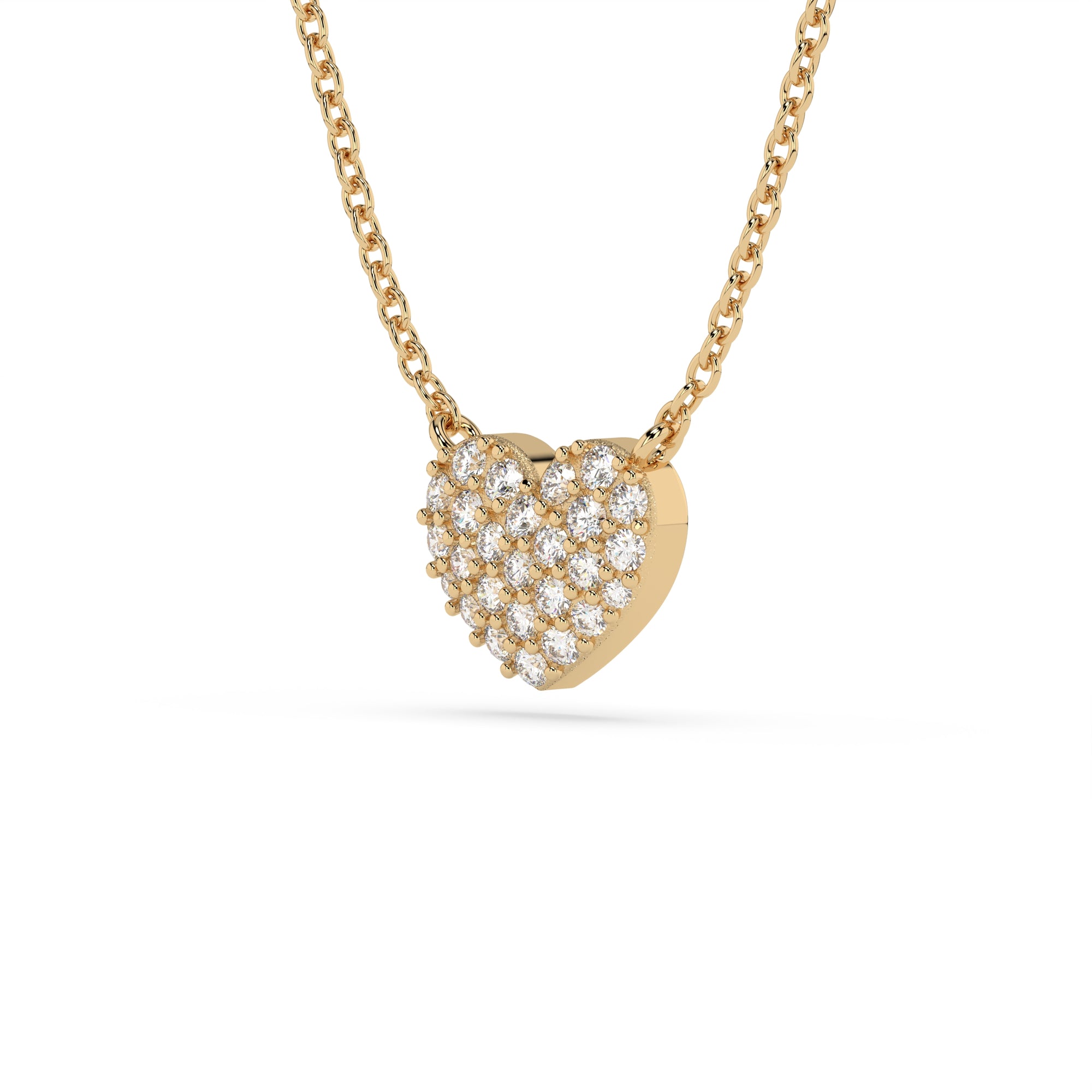 14k Diamond Puffy Heart Necklace