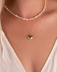 Gold Filled Puffy Heart Necklace