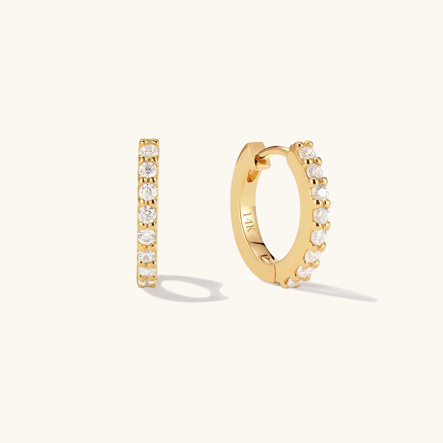 14k Dainty Diamond Huggies