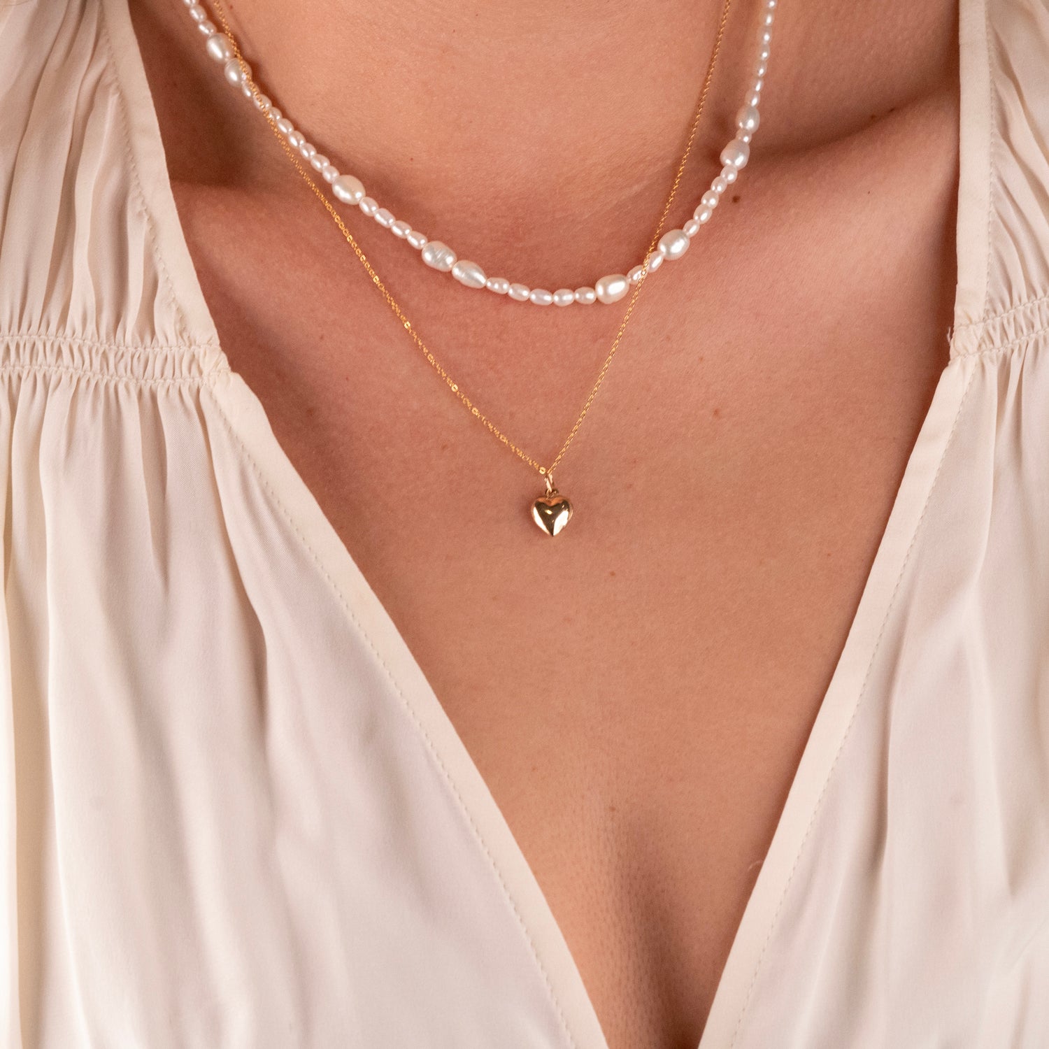 Gold Filled Puffy Heart Necklace