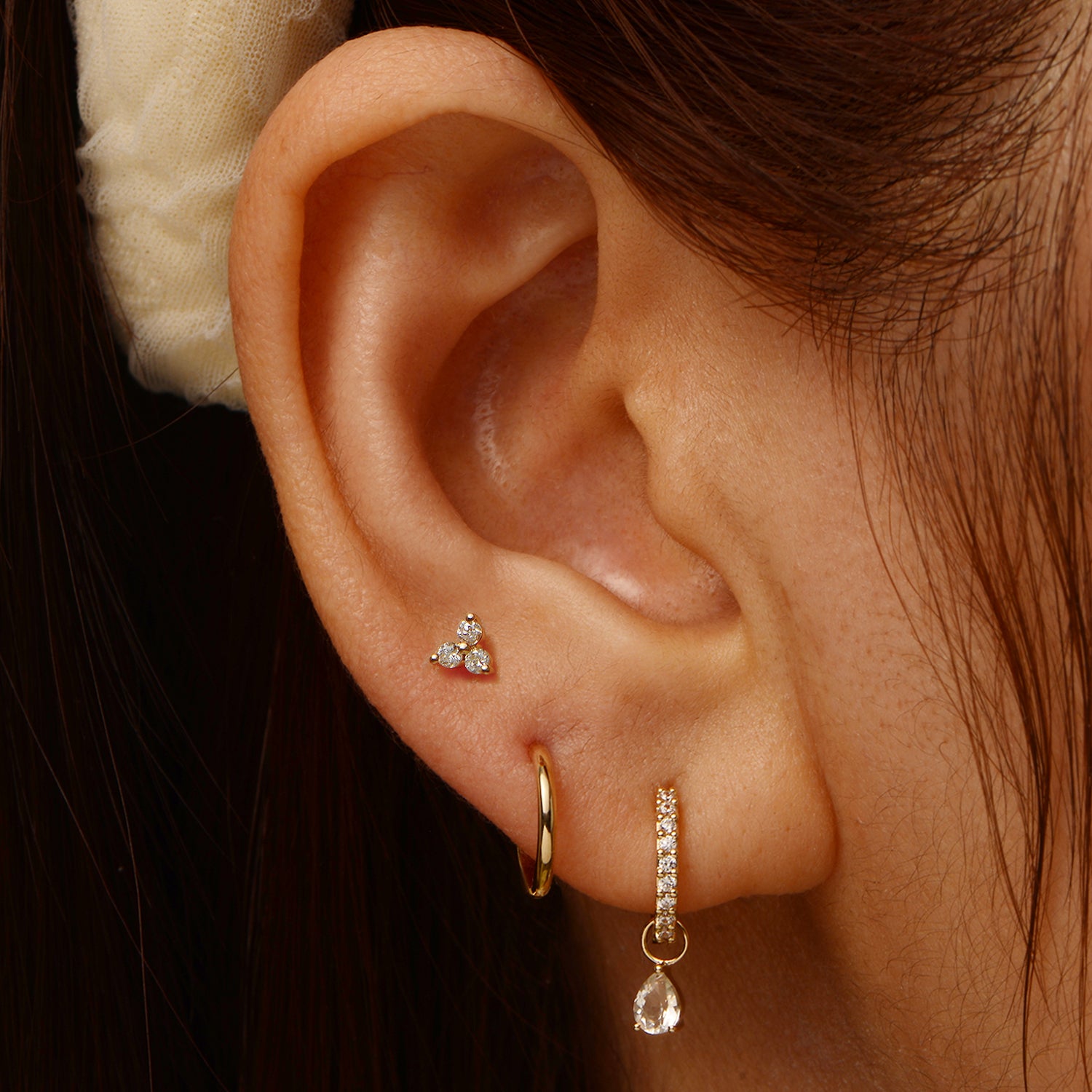 14k Dainty Diamond Huggies