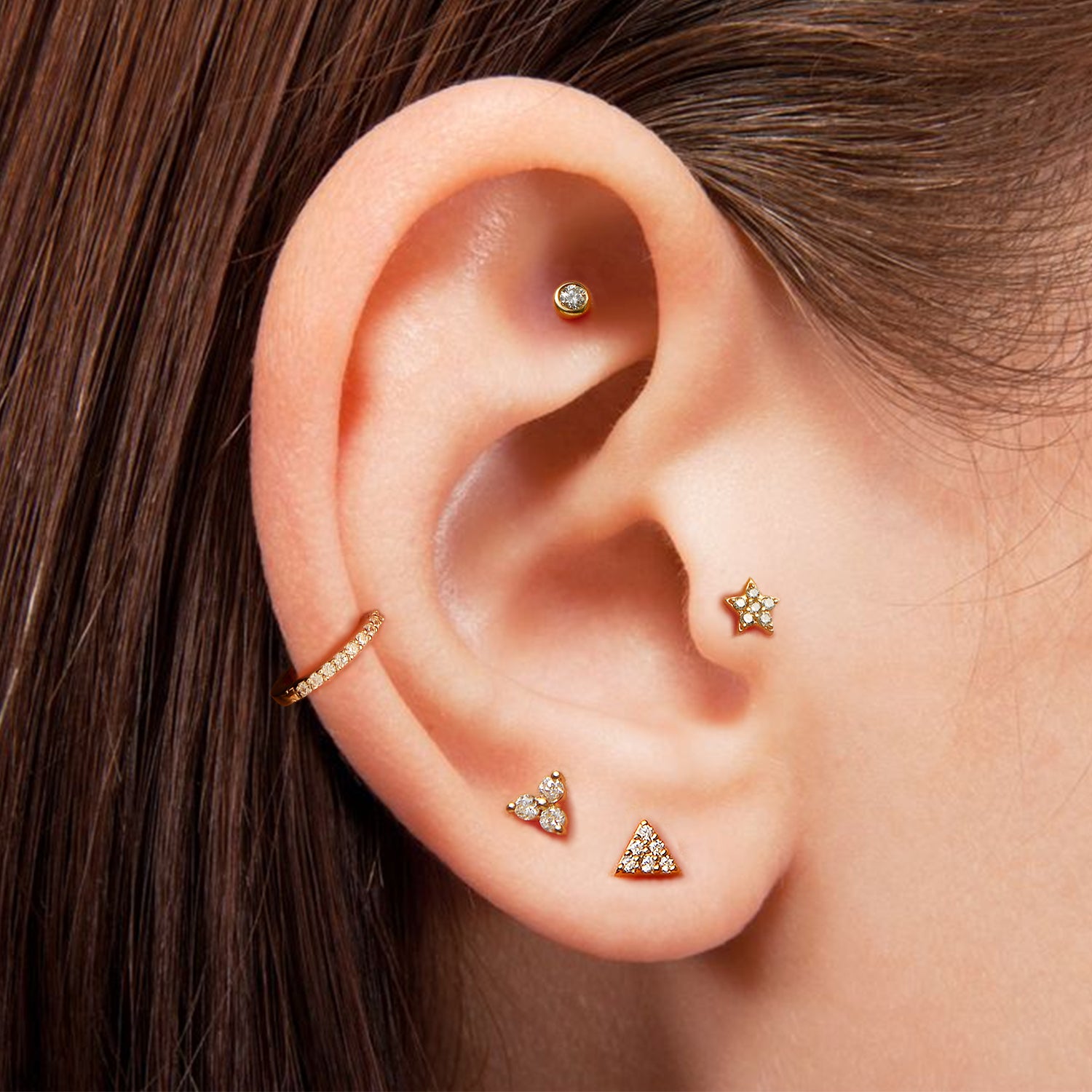 14k Dainty Diamond Huggies