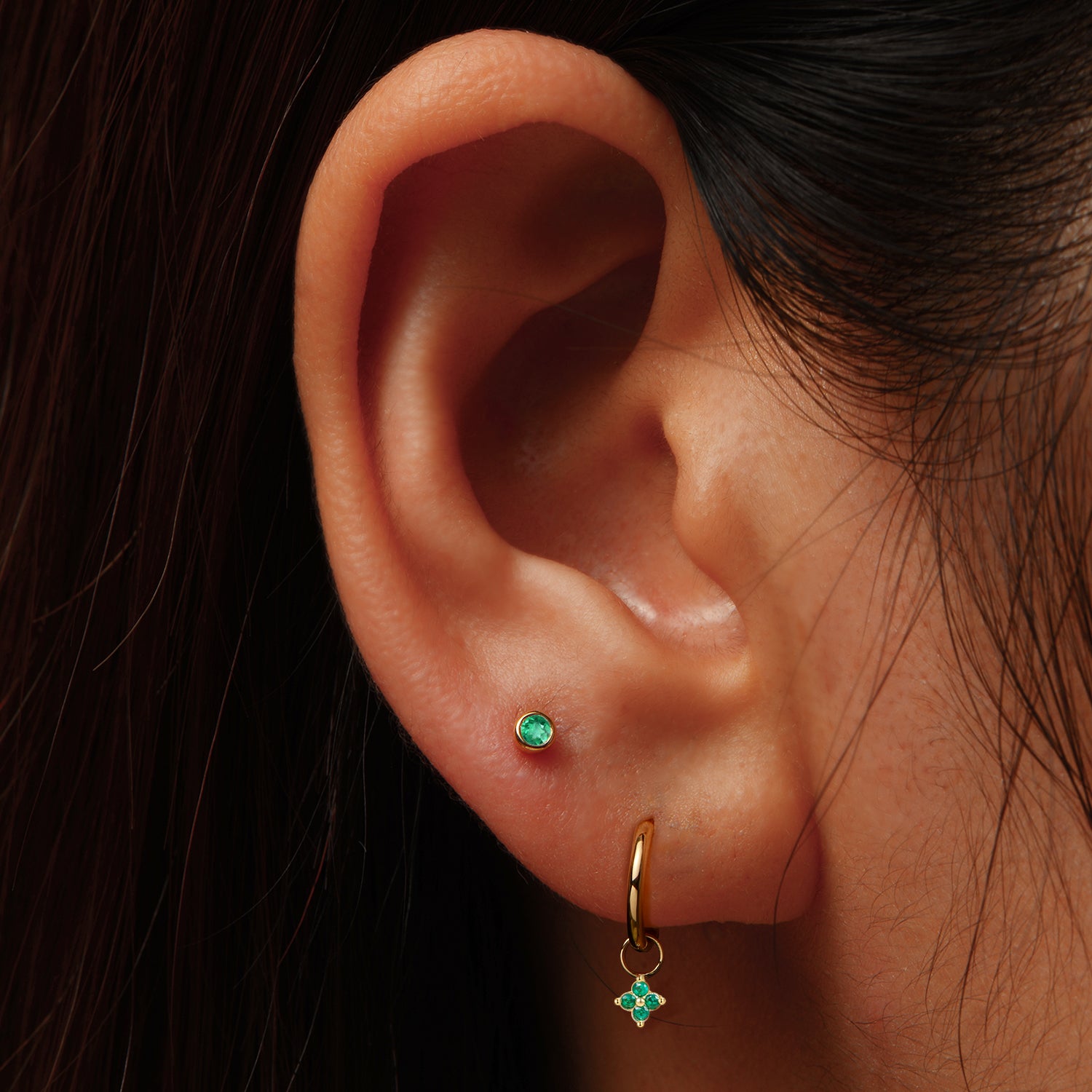 14k Emerald Hoop Charm