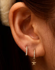 14k Dainty Diamond Huggies
