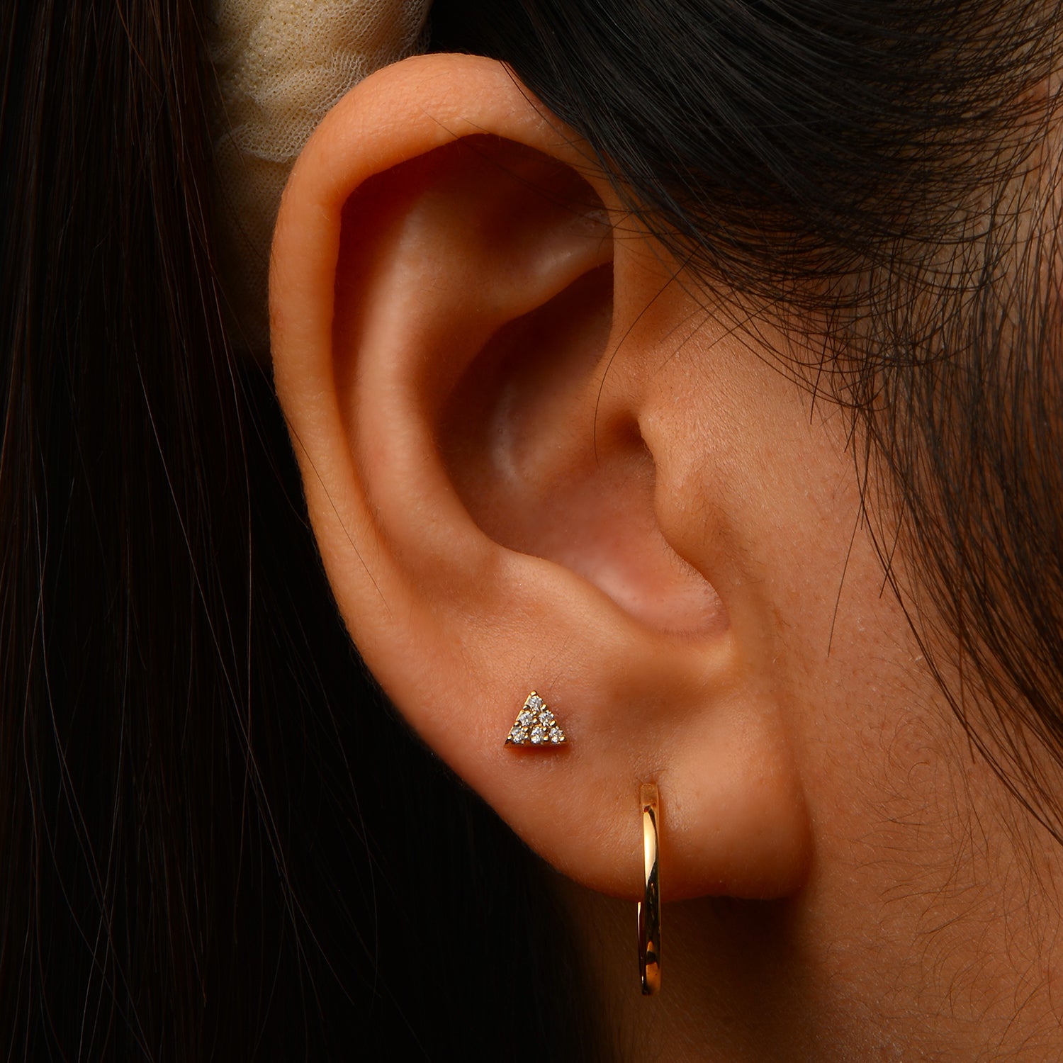 14k Diamond Triangle Flatback Studs