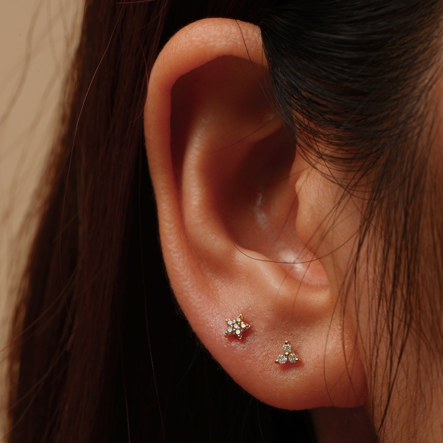 14k Diamond Star Flatback Studs