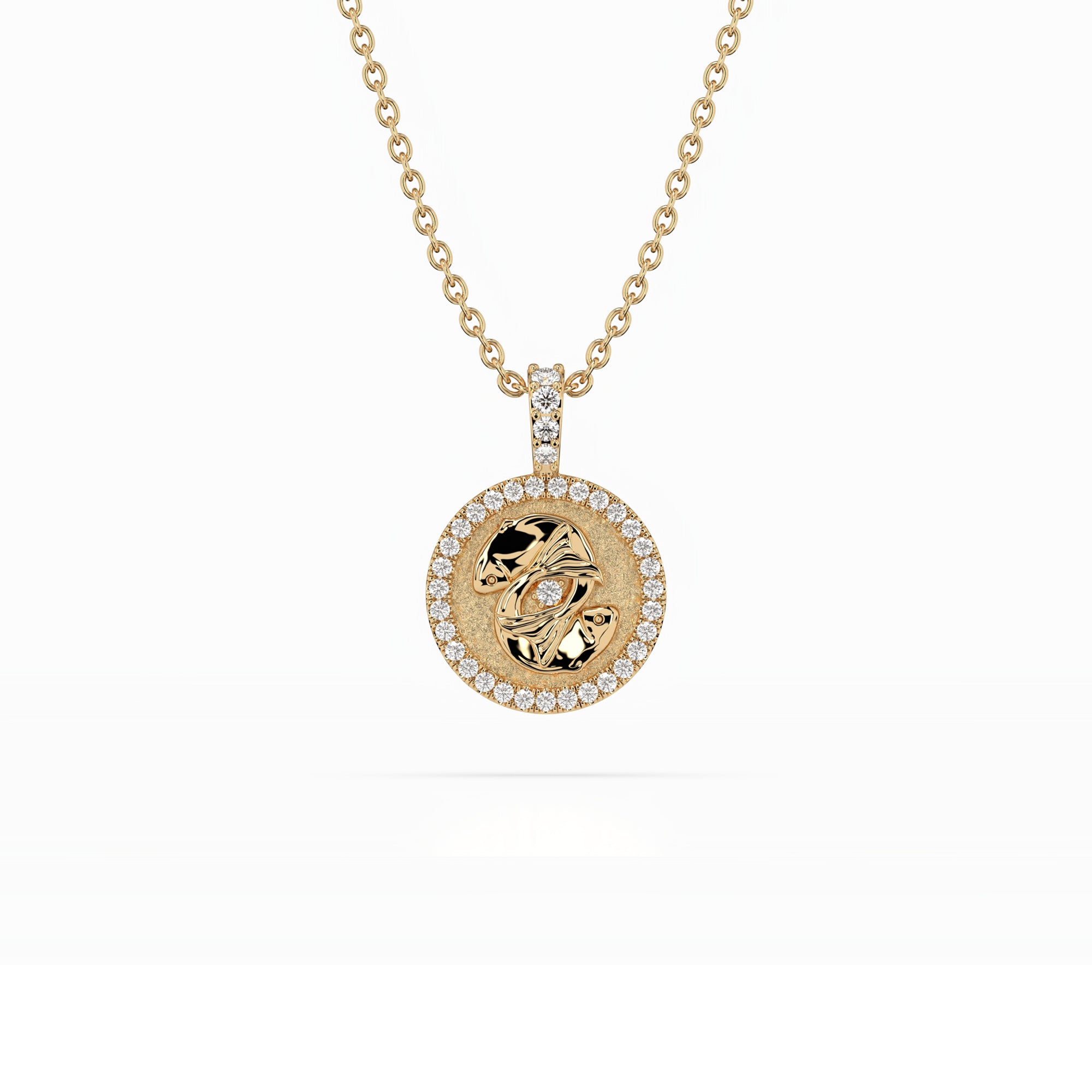 14k Diamond Halo Zodiac Necklace