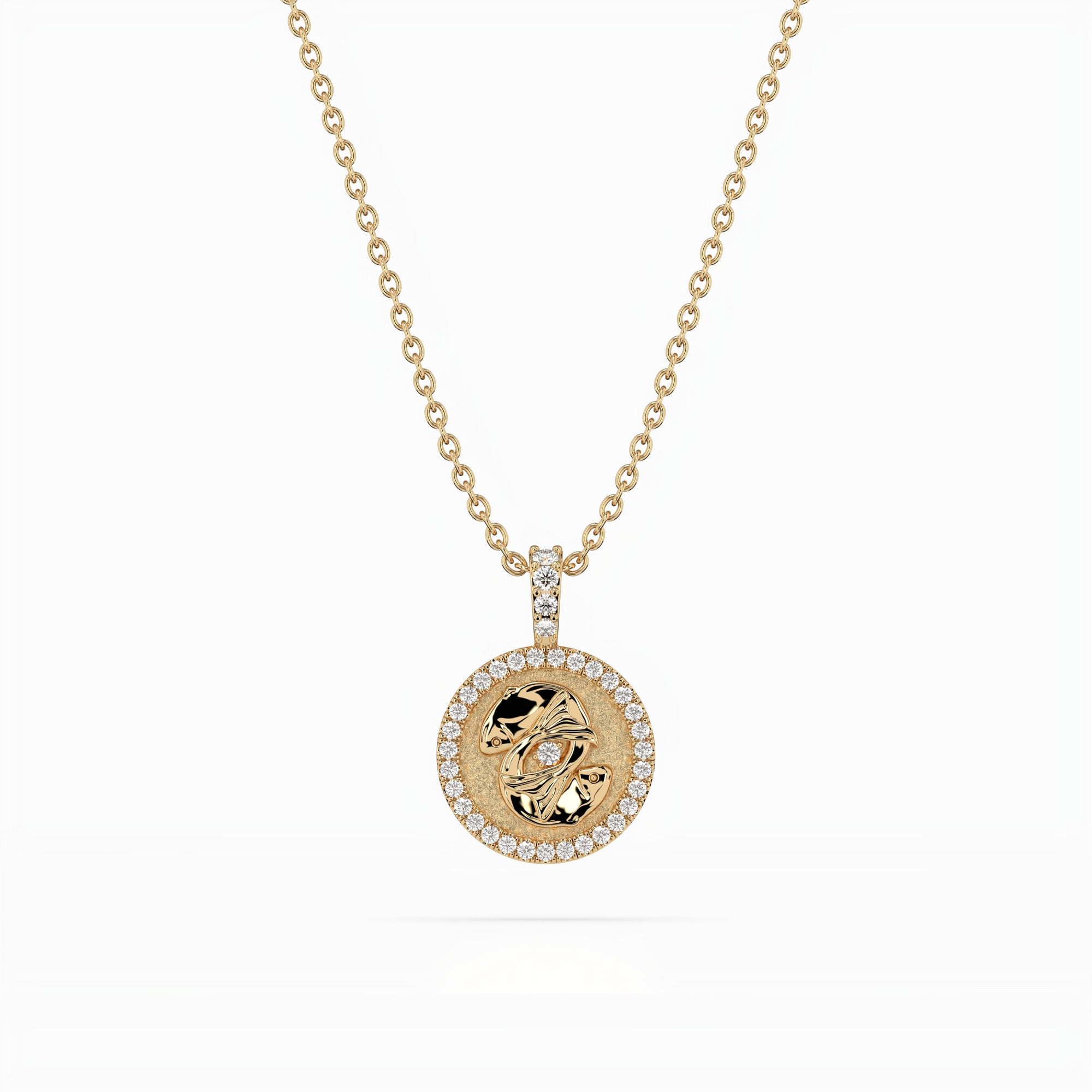 14k Diamond Halo Zodiac Necklace