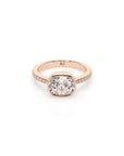 14k Cushion East West Bezel Pave Ring