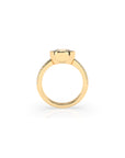 14k Cushion East West Bezel Pave Ring