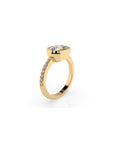 14k Cushion East West Bezel Pave Ring