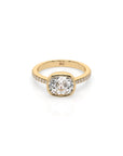 14k Cushion East West Bezel Pave Ring