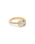14k Cushion East West Bezel Pave Ring